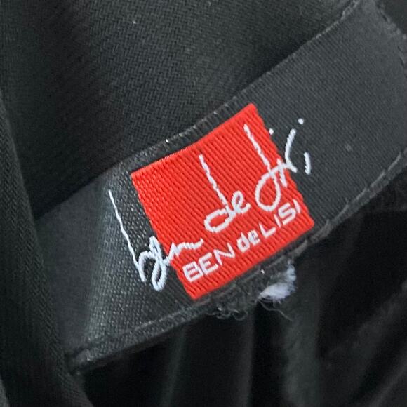 NWOT BEN DE LISI Dress US 4 Black Maxi Boat-Neck Cross Ruch Slit Side Stretch - Picture 3 of 15